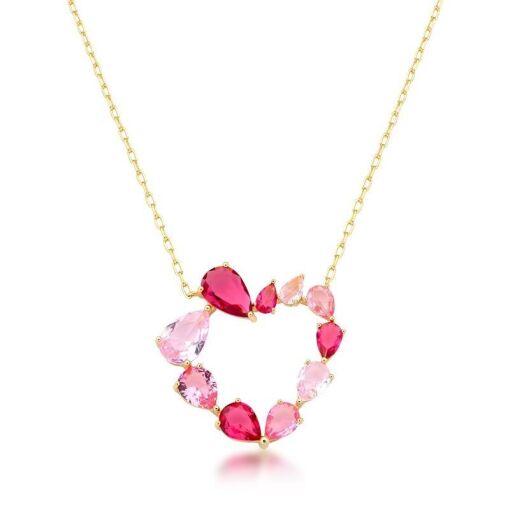 CORRENTE COM PINGENTE EM CRISTAIS DEGRADÊ ROSA