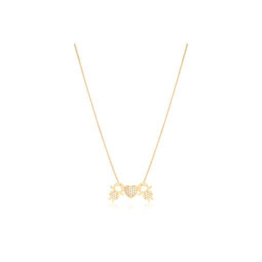 CHOKER COM CORAÇÃO E DUAS MENINAS