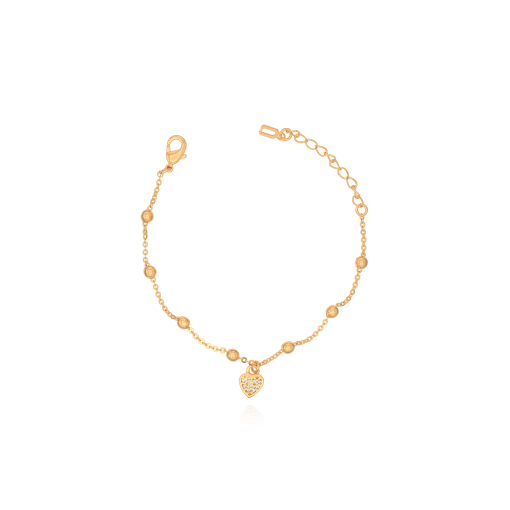 PULSEIRA COM BOLINHAS E PINGENTE DE CORAÇÃO