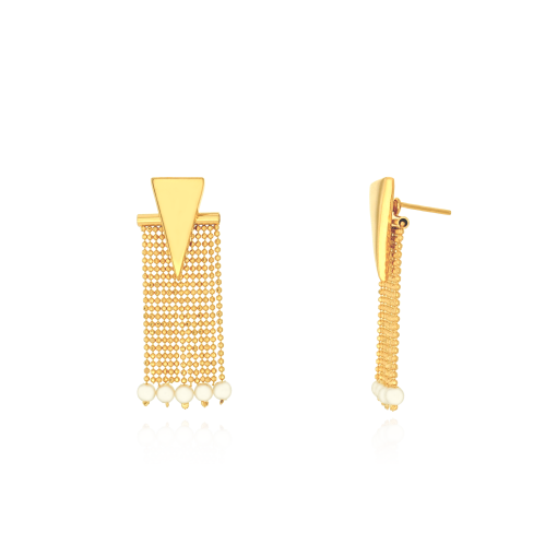 BRINCO COM BASE TRIANGULAR E FRANJAS COM PÉROLAS