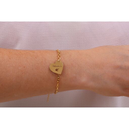 PULSEIRA COM CORAÇÃO ESCRITO FELICIDADE
