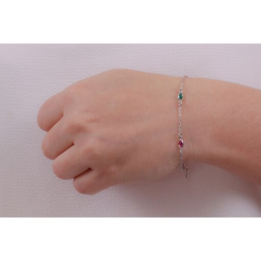 PULSEIRA COM ZIRCÔNIA NAVETE COLORIDA