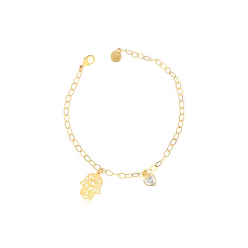 PULSEIRA COM CORAÇÃO E MÃO DE FÁTIMA