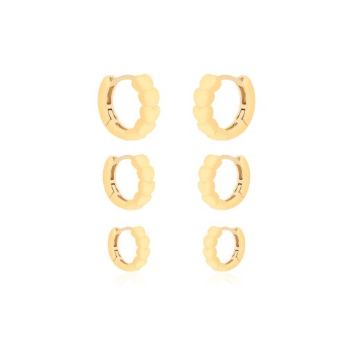 CONJUNTO TRIO DE ARGOLINHAS CORAÇÃO