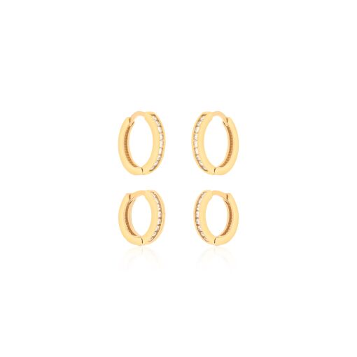 CONJUNTO DUPLA DE ARGOLINHAS COM ZIRCÔNIAS