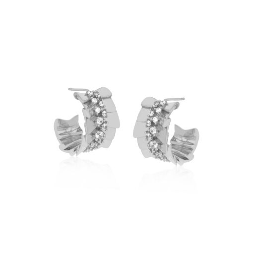 BRINCO ARGOLA OVAL EM CAMADAS COM ZIRCÔNIAS
