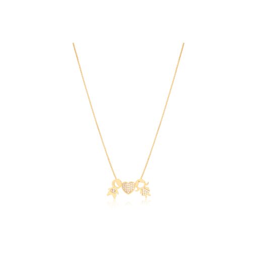 CHOKER COM CORAÇÃO, MENINA E MENINO