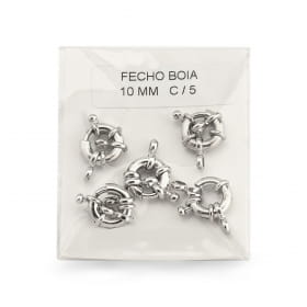 Kit com Cinco Fechos Boia Liso Banhado a Ródio