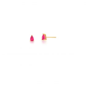 Brinco com Cristal em Gota Fusion Pink Banhado a Ouro