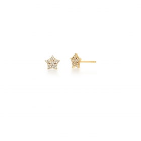 Brinco de Flor com Zircônias Brancas Banhado a Ouro