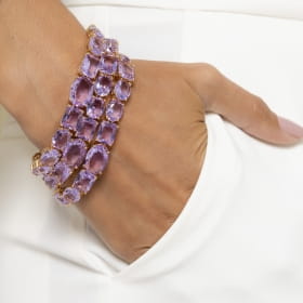 Pulseira com Cristais Diversos Ametista Lavanda Banhada a Ouro