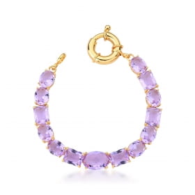 Pulseira com Cristais Diversos Ametista Lavanda Banhada a Ouro
