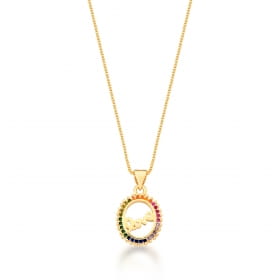 Conjunto Brinco e Corrente com Pingente Love Banhado a Ouro