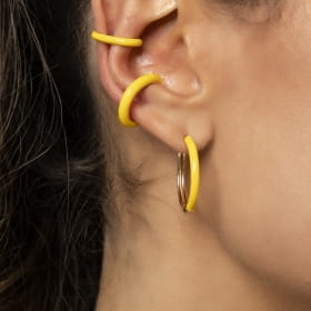 Argola Esmaltada na Cor Amarelo Banhada a Ouro