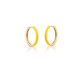 Argola Esmaltada na Cor Amarelo Banhada a Ouro