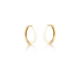Argola Esmaltada na Cor Branca Banhada a Ouro