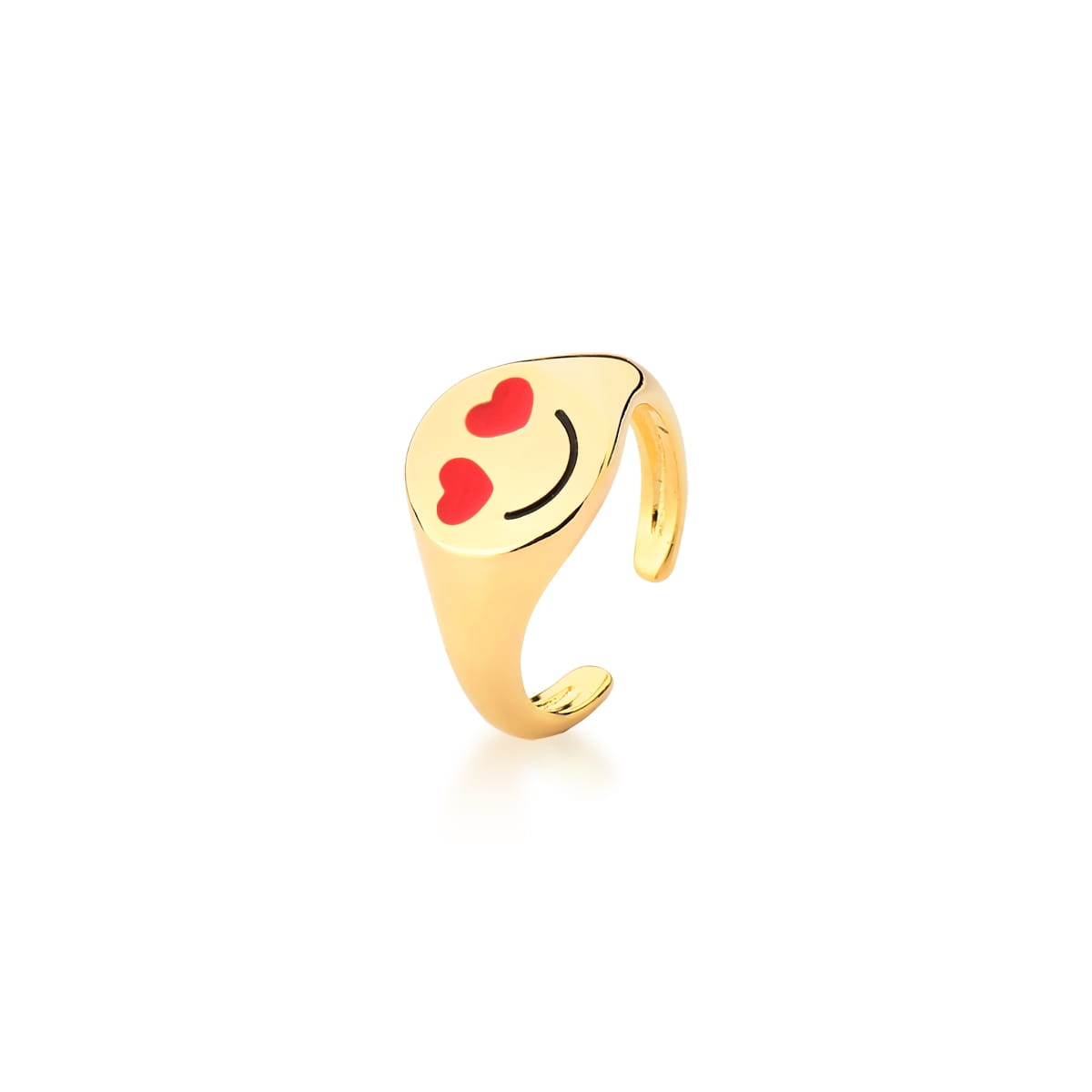 Anel Dedo Mínimo de Emoji Apaixonado Banhado a Ouro