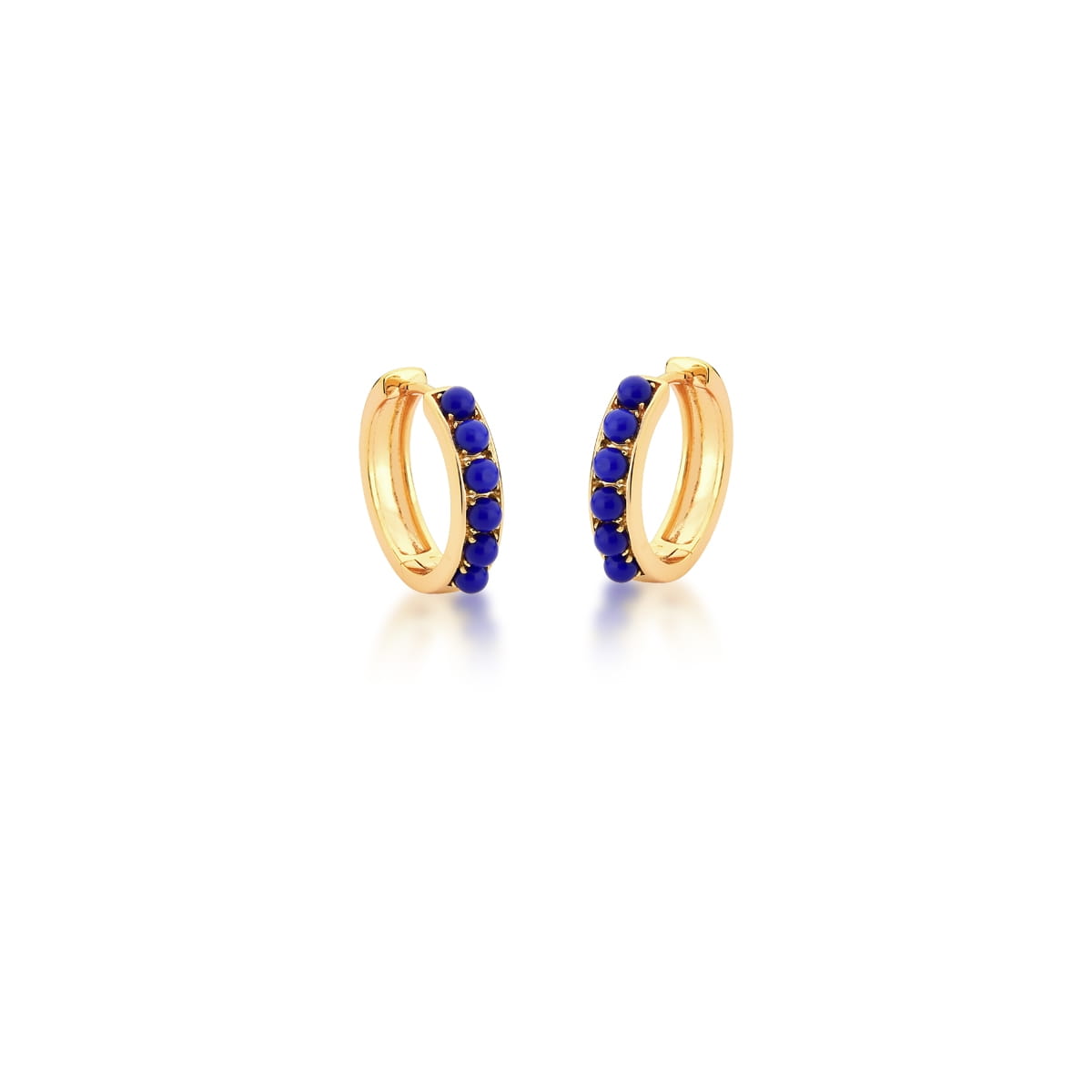 Argola com Resinas na Cor Lápis-lazúli Banhada a Ouro