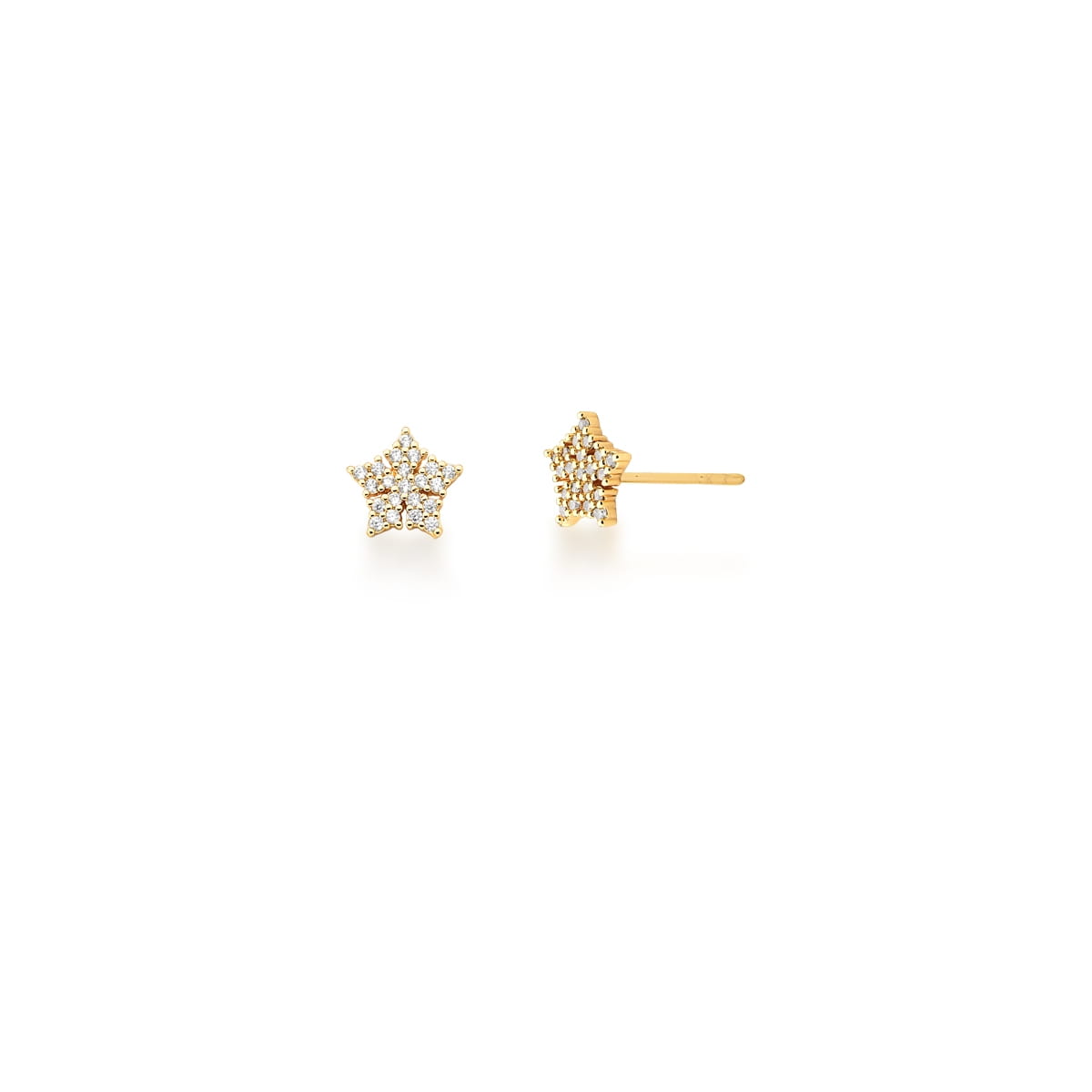 Brinco de Flor com Zircônias Brancas Banhado a Ouro