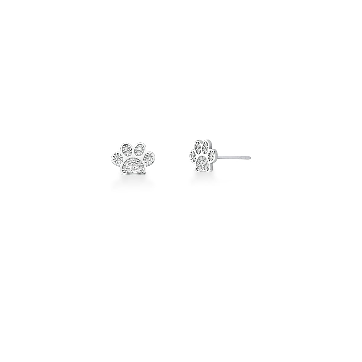 Brinco Pata de Pet com Zircônias Brancas Prata Rodinada