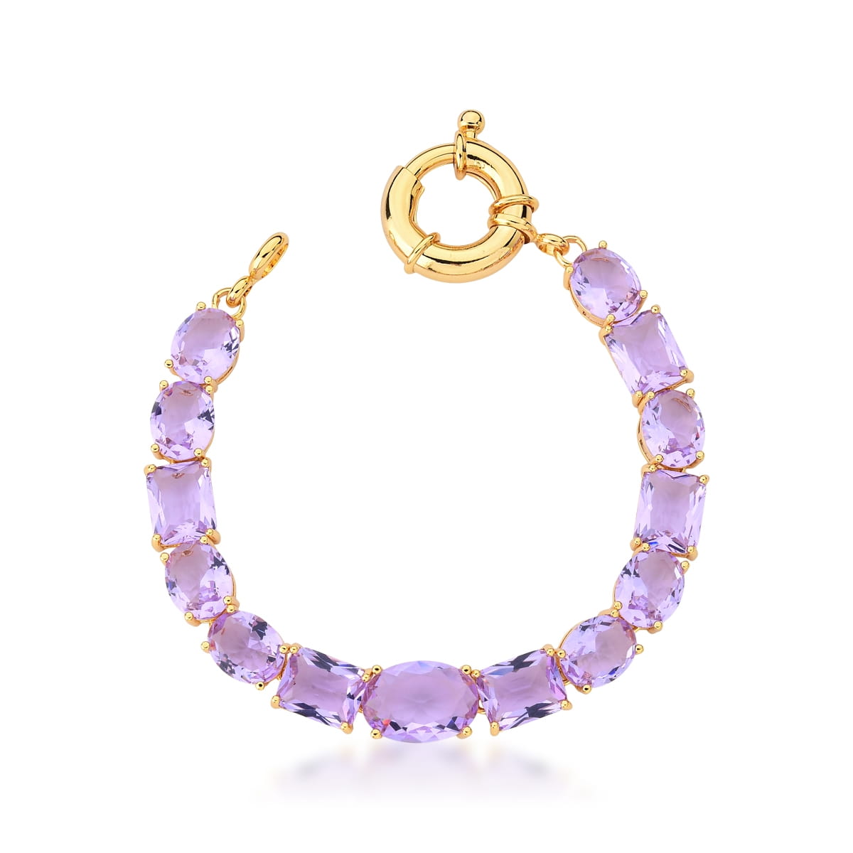 Pulseira com Cristais Diversos Ametista Lavanda Banhada a Ouro
