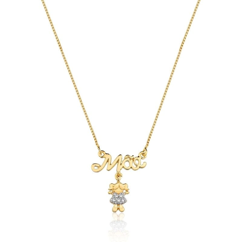 Corrente com Pingente de Menina Banhada a Ouro