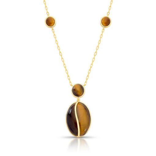 COLAR COM PINGENTE EM CRISTAL OVAL E PÊNDULO BANHADO A OURO