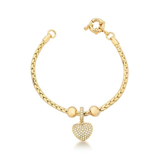 PULSEIRA COM PINGENTE DE CORAÇÃO EM ZIRCÔNIAS