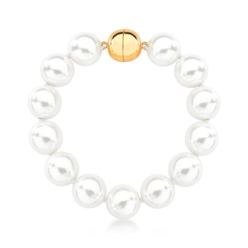 PULSEIRA COM PÉROLAS SHELL E FECHO MAGNÉTICO BANHADA A OURO