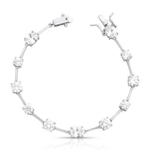 PULSEIRA INTERCALADA COM CRISTAIS EM PRATA RODINADA