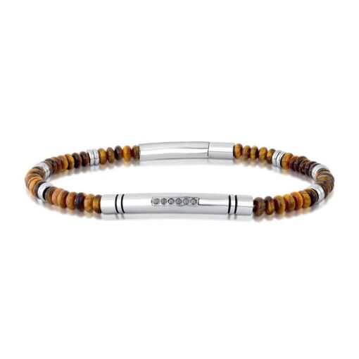 PULSEIRA CURVA COM PEDRAS NATURAIS EM AÇO