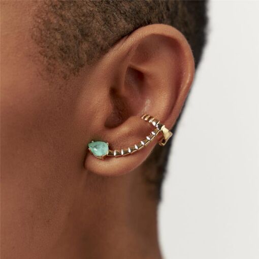 BRINCO EAR CUFF COM CRISTAL EM GOTA FUSION BANHADO A OURO