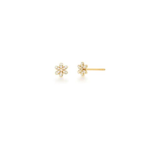 BRINCO DE FLOR CRAVEJADA DE ZIRCÔNIAS BRANCAS BANHADA A OURO