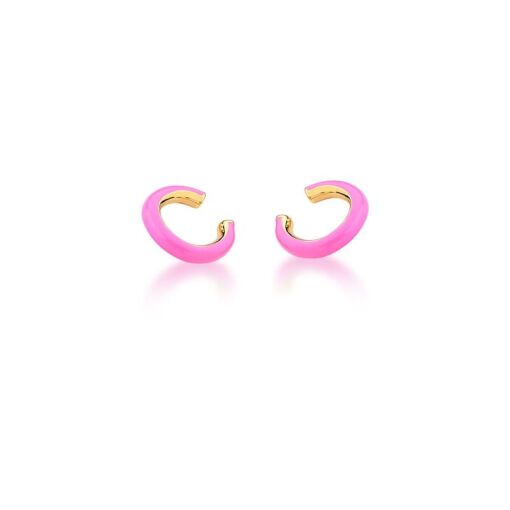 PIERCING DE ORELHA ESMALTADO PINK BANHADO A OURO