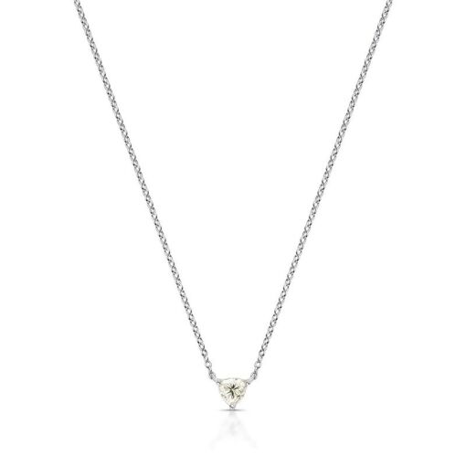 COLAR COM PEDRA TRIANGULAR MOISSANITE 5MM PRATA RODINADA