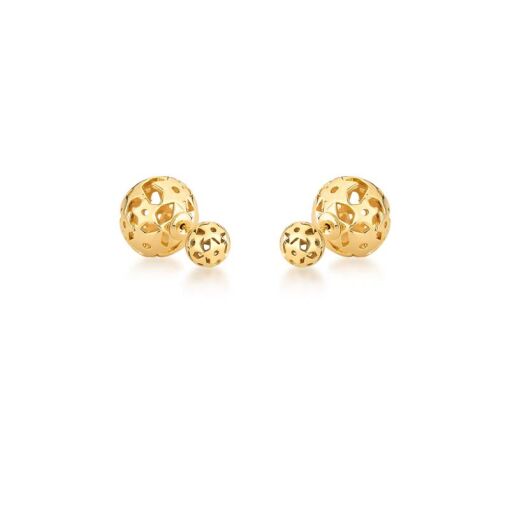 BRINCO EAR JACKET DE ESFERAS E ESTRELAS BANHADO A OURO