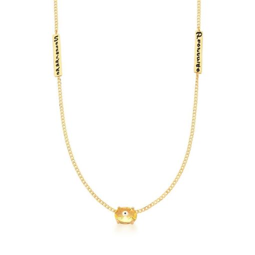 CORRENTE COM PINGENTE DE OLHO GREGO AMARELO BANHADA A OURO