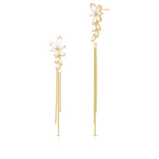 BRINCO PÊNDULO EAR JACKET COM FLOR NAVETE