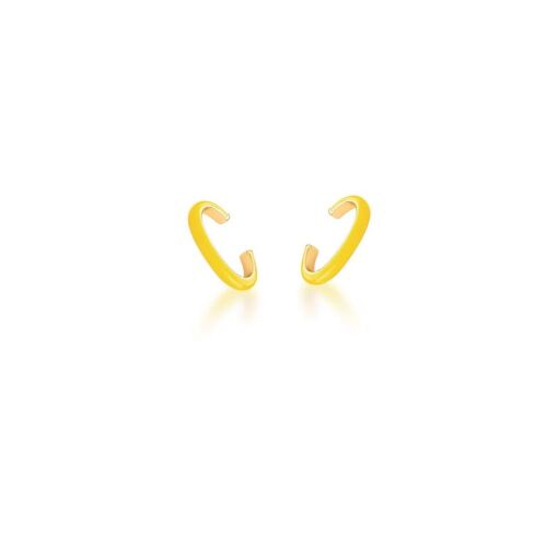 PIERCING DE ORELHA ESMALTADO AMARELO BANHADO A OURO