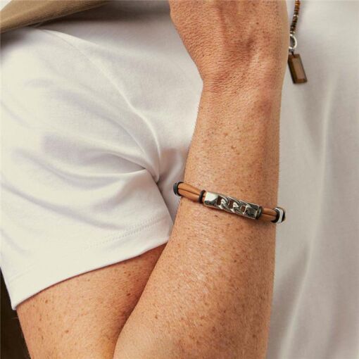 PULSEIRA EM COURINO COM ELOS EM AÇO