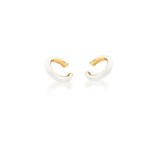 PIERCING DE ORELHA ESMALTADO BRANCO BANHADO A OURO