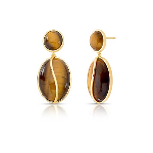 BRINCO COM CRISTAL OVAL EM PÊNDULO BANHADO A OURO