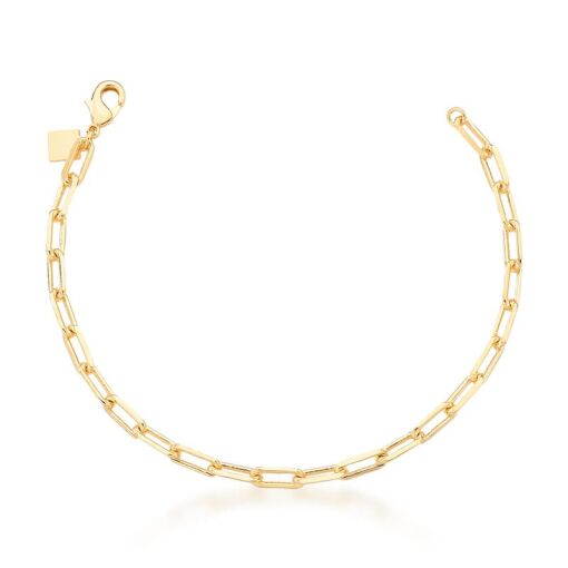 PULSEIRA COM ELOS RETANGULARES LISOS BANHADA A OURO