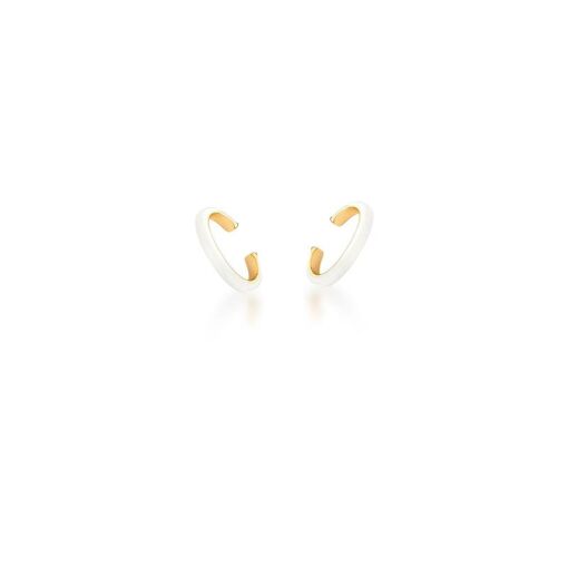 PIERCING DE ORELHA ESMALTADO BRANCO BANHADO A OURO