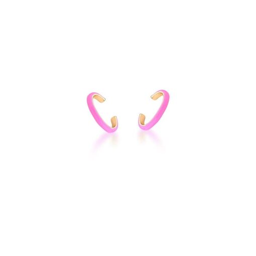 PIERCING DE ORELHA ESMALTADO PINK BANHADO A OURO