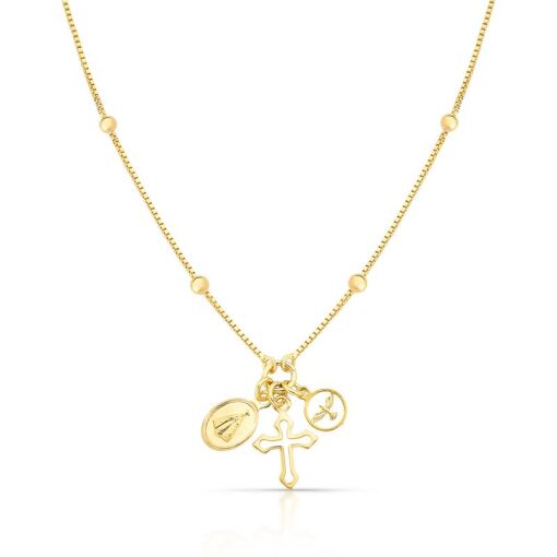 COLAR COM PINGENTE NOSSA SENHORA BANHADO A OURO