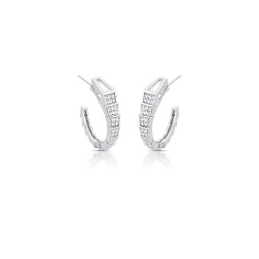 MEIA ARGOLA DE COBRA COM CRISTAL E ZIRCÔNIAS