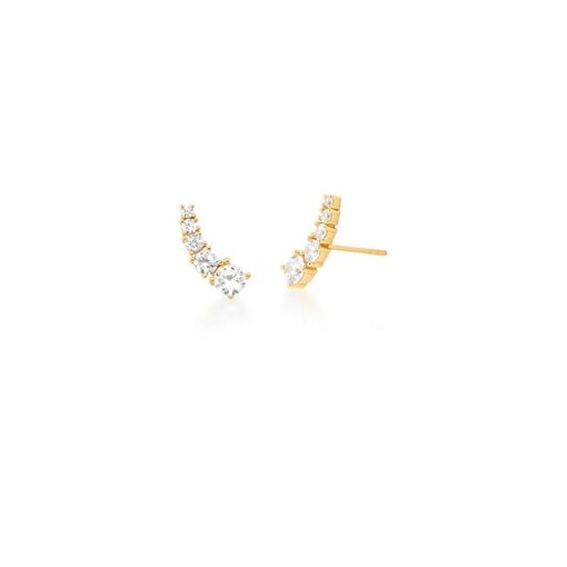 EAR CUFF COM ZIRCÔNIAS BRANCAS BANHADO A OURO