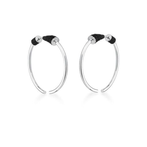 BRINCO REDONDO EAR JACKET COM ZIRCÔNIAS NEGRAS BANHADO A RÓDIO