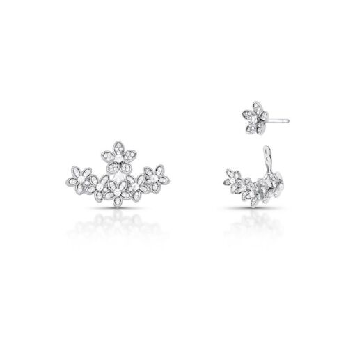 BRINCO EAR JACKET DE FLOR CURVO COM ZIRCÔNIAS